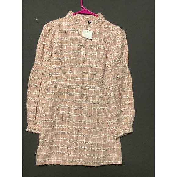YOINS Women's Pink Plaid Dress Small 90% Polyester 10% Cotton NWT Office Wear - Picture 1 of 9